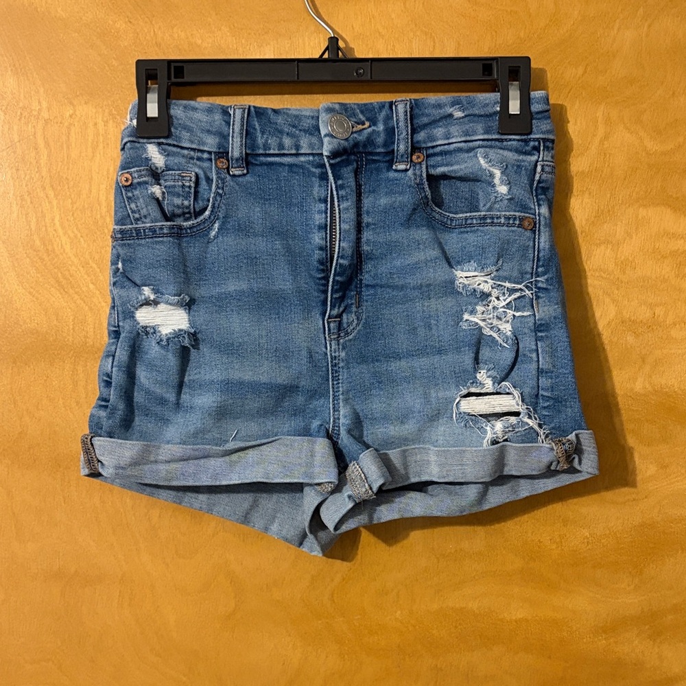 American Eagle Outfitters Blue Distressed Jean Shorts